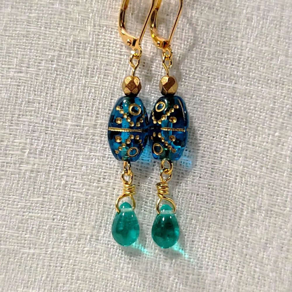 Etched Czech Glass Earrings